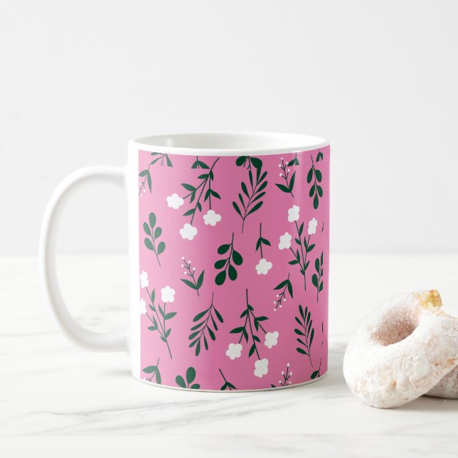 Rustic Elegant  Floral  Pattern Coffee Mug (With Donut)