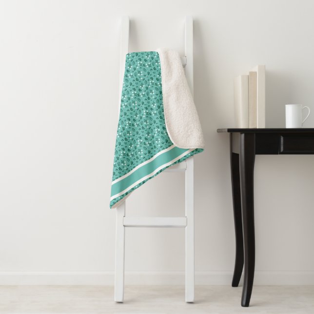 Rustic Elegant  Floral  Pattern Sherpa Blanket (In Situ)