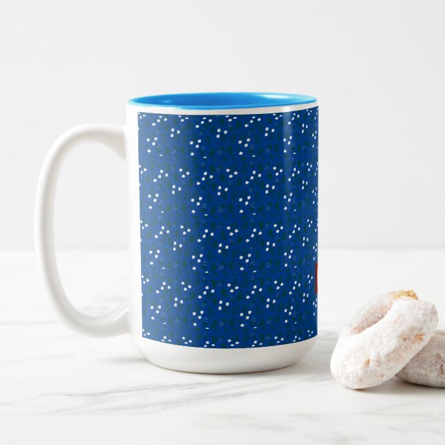 Rustic Elegant  Floral  Pattern Two-Tone Coffee Mug (With Donut)
