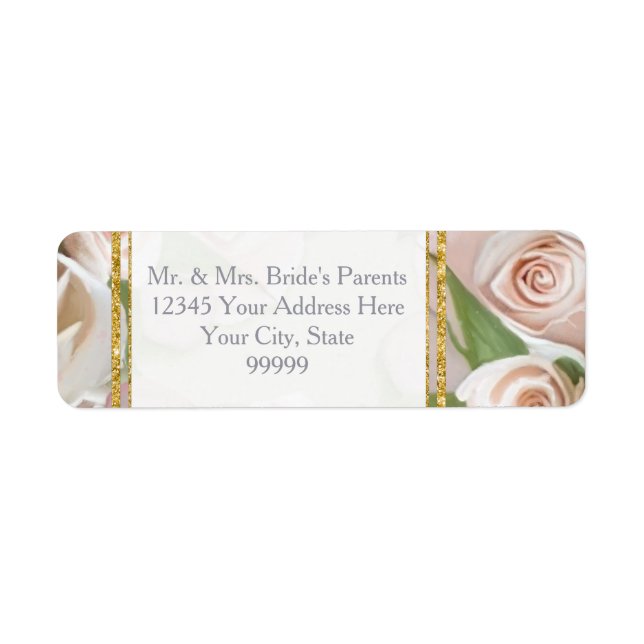 Rustic Elegant Floral Rose Wreath Art Gold Glitter (Front)