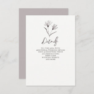 Rustic Elegant Floral Sketch Wedding Enclosure Card