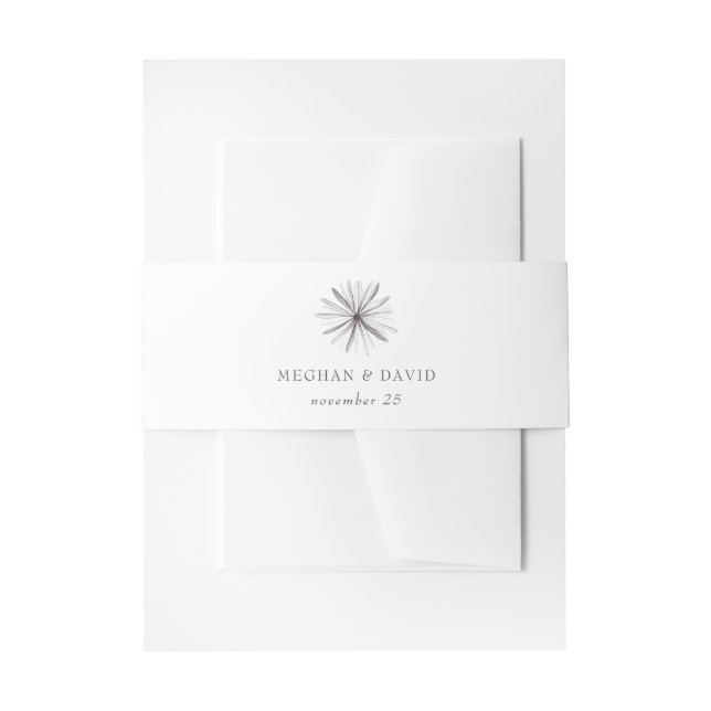 Rustic Elegant Floral Sketch Wedding Invitation Belly Band (Front Example)