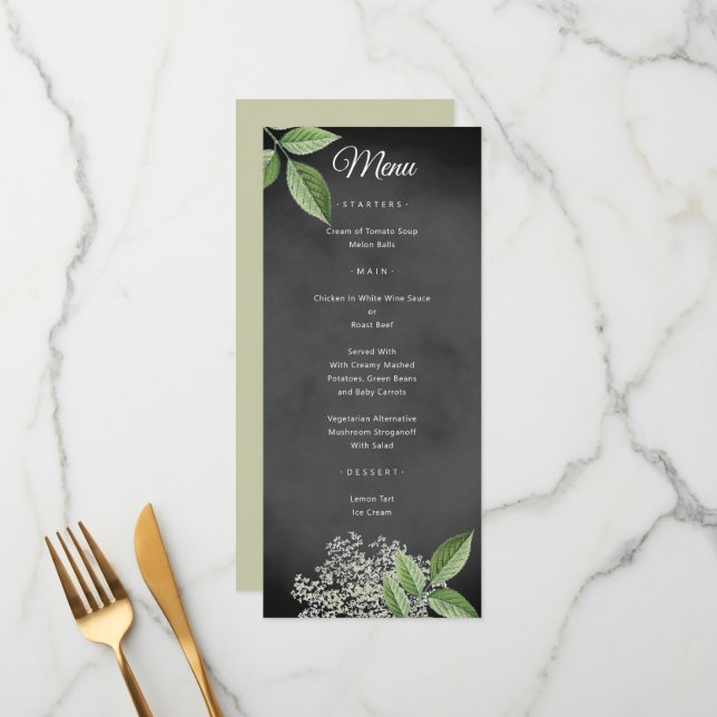 Rustic Elegant Floral Wedding Menu (Front/Back In Situ)