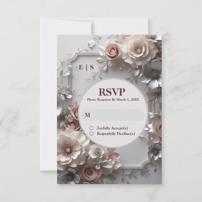 Rustic Elegant Floral Wedding RSVP Card (Front)