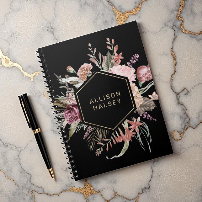 Rustic Elegant Floral with Geometric Frame Notebook (Creator Uploaded)