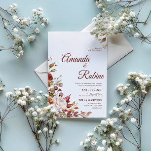Rustic Elegant Flower Wedding Invitation
