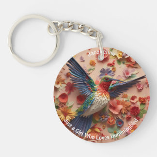 Rustic Elegant Funny Hummingbird Personalized Name Keychain