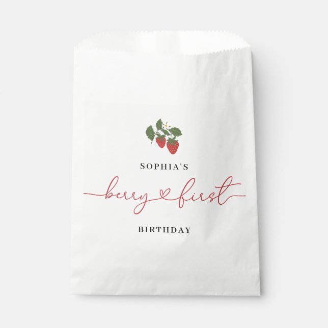 Rustic Elegant Girl's Berry First Birthday Party Favour Bag (Front)