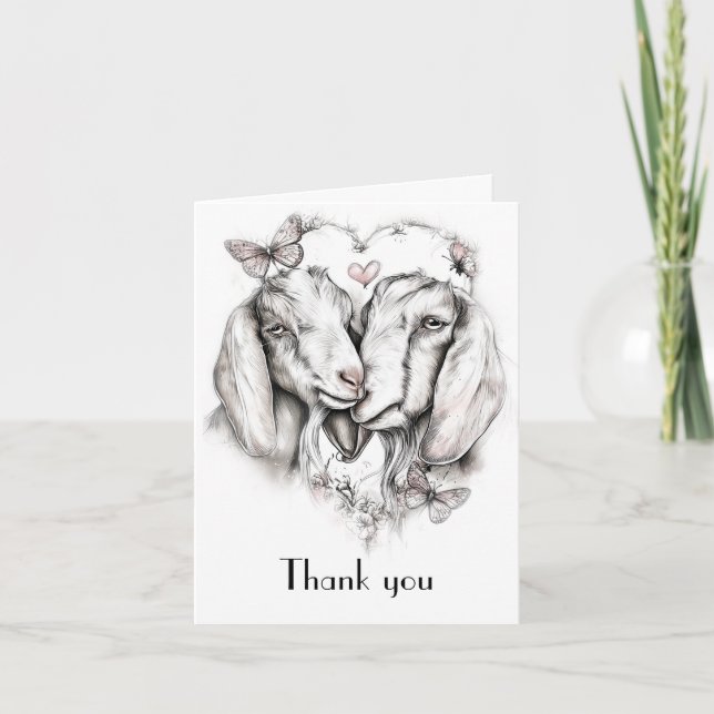Rustic elegant goat lovers thank you card (Front)
