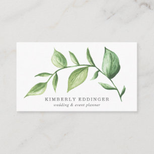 Rustic Elegant Green Watercolor Greenery Business Card