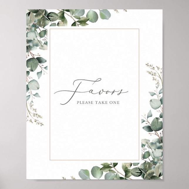 Rustic Elegant Greenery Eucalyptus Wedding Favours Poster (Front)