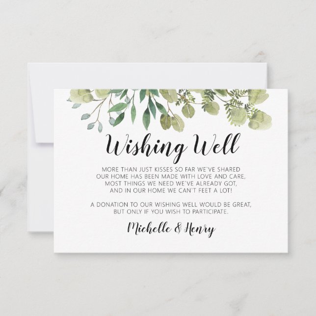 Rustic Elegant Greenery Wishing Well Card (Front)