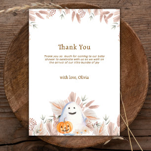 Rustic Elegant Little Boo Boho Ghost Baby Shower  Thank You Card