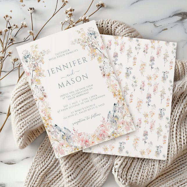 Rustic Elegant Meadow Floral Wreath Wedding Invitation (Creator Uploaded)
