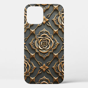 Rustic Elegant Metallic Rose iPhone 12 Case