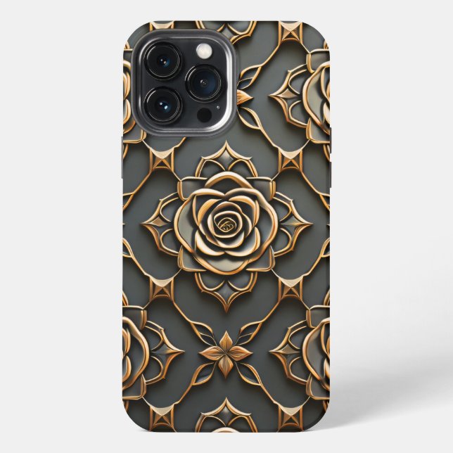Rustic Elegant Metallic Rose iPhone Case (Back)