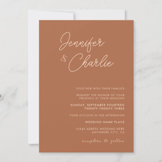 Rustic Elegant Minimalist Bohemian Wedding Simple Invitation (Front)
