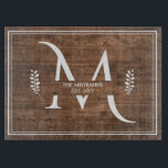 Rustic & Elegant Monogram Faux Wood Cutting Board<br><div class="desc">This rustic design features an elegant monogram accented with vines on each side, on a faux wood background. This is great for a Christmas gift for newlyweds, a wedding gift or a housewarming gift. Click the customize button for more flexibility in adjusting the text! Variations of this design as well...</div>