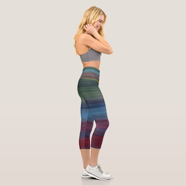 Rustic Elegant Multicolor Teal Women's  Capri Leggings (Right)