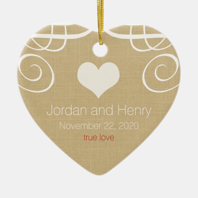 Rustic Elegant Personalized Photo Heart Ornament (Front)