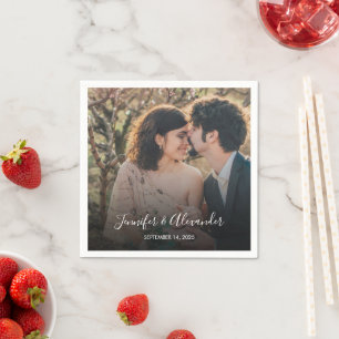 Rustic elegant photo boho wedding napkin