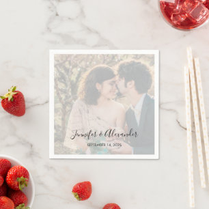 Rustic elegant photo boho wedding napkin