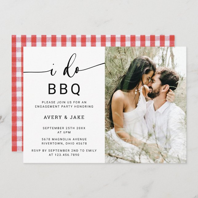 Rustic Elegant Photo I Do BBQ Engagement Party Invitation (Creator Uploaded)