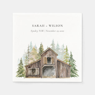 Rustic Elegant Pine Woods Forest Barnyard Wedding Napkin