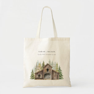 Rustic Elegant Pine Woods Forest Barnyard Wedding Tote Bag