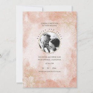 Rustic Elegant Pink Custom Photo Wedding Invitation