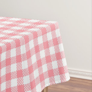 Rustic Elegant Pink Gingham Plaid  Tablecloth