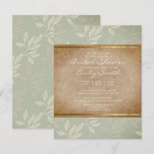 Rustic Elegant Sage Green Leaves Bridal Shower Invitation
