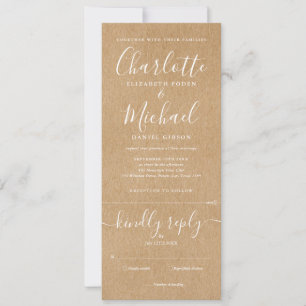 Rustic Elegant Script All In One Wedding  Invitation