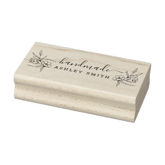 Rustic Elegant Script Handmade Business Rubber Stamp