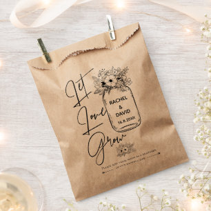 Rustic Elegant Script LET LOVE GROW Wedding Favour Bag