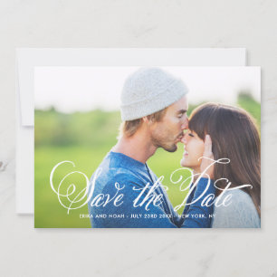 Rustic Elegant Script Photo Save the Date Card
