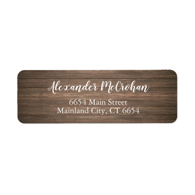 Rustic Elegant Script Return Address Label (Front)