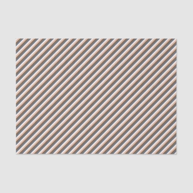 Rustic Elegant Stripes Light Pink Brown Dark Green Tissue Paper (Front)