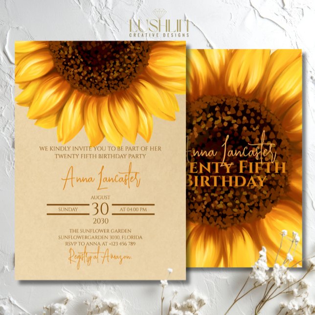 Rustic Elegant Sunflower Birthday Invitation (Creator Uploaded)