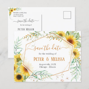 Rustic Elegant Sunflower enregistrer la date Carte