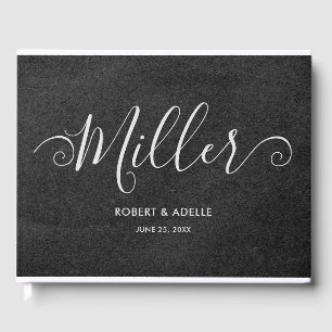 Rustic Elegant Swirly Script Family Name Wedding Guest Book