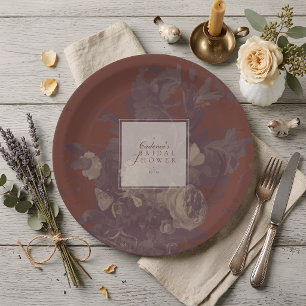 Rustic Elegant Terracotta Floral Bridal Shower Paper Plate