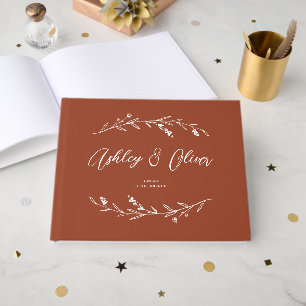 Rustic Elegant Terracotta Wildflowers Wedding Guest Book