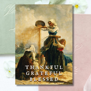 Rustic Elegant Thankful Grateful Blessed Harvest Holiday Card