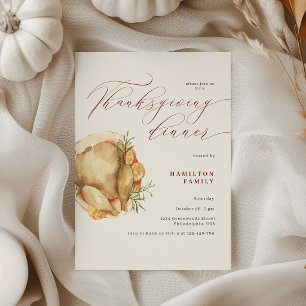 Rustic Elegant Thanksgiving Dinner Turkey Invitation