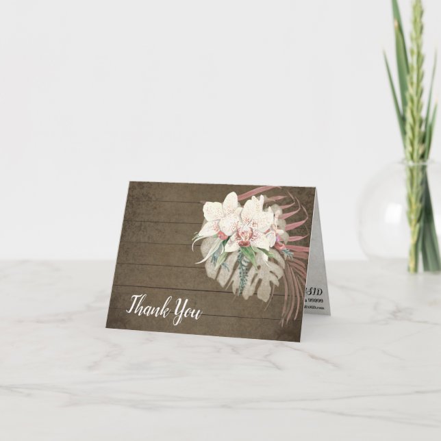 Rustic Elegant Tropical Floral Foliage Thank You (Front)
