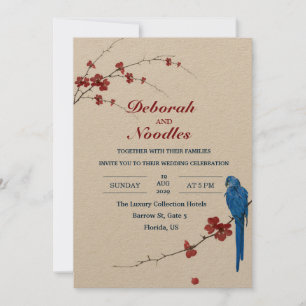 rustic Elegant unique bird wedding invitation