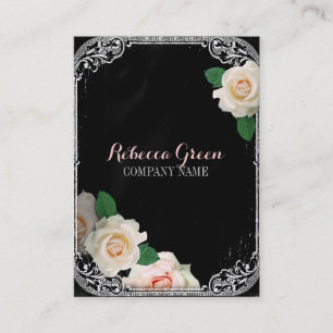 rustic elegant vintage botanical chalkboard floral business card