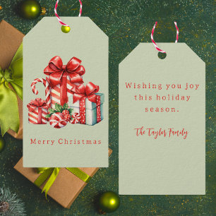 Rustic Elegant Watercolor Vintage Christmas  Gift Tags