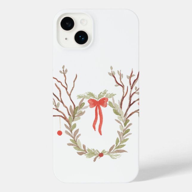 Rustic Elegant watercolor Xmas phone case (Back)